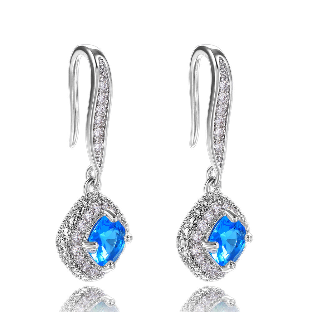 Wholesale Square Zirconia Copper Earrings